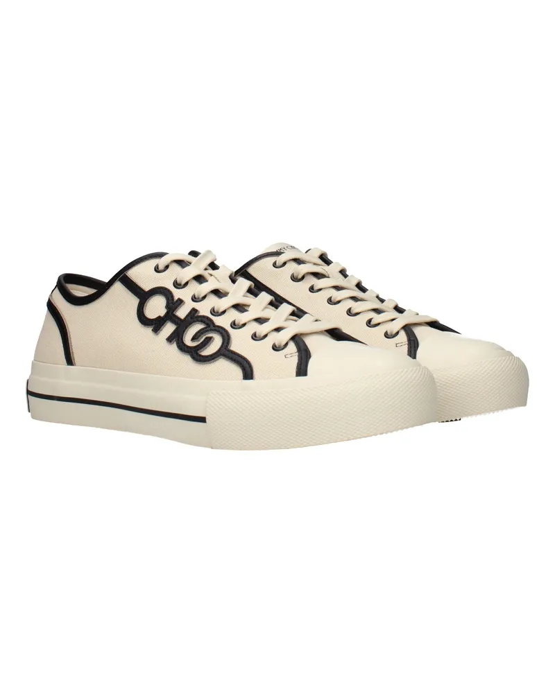 Jimmy Choo Men's Beige Fabric Low Top Sneakers Beige