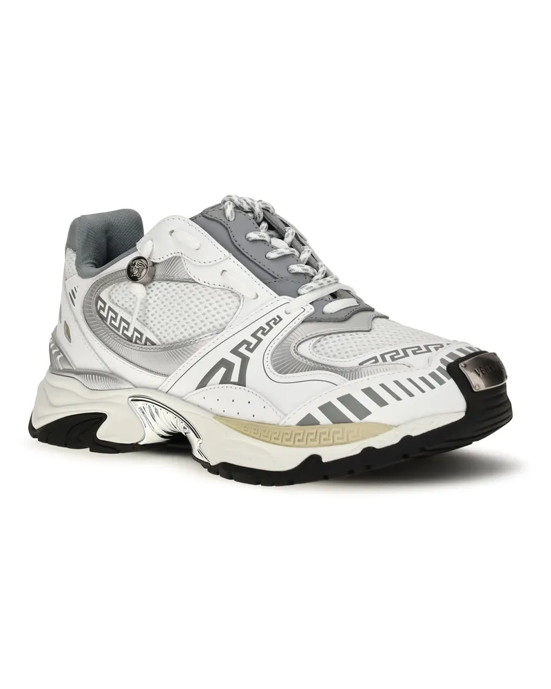 Versace Men's Icaro Sneakers Fabric, Mesh And Leather 6ed9k-White+silver+concrete-Palladium 82 '82 White
