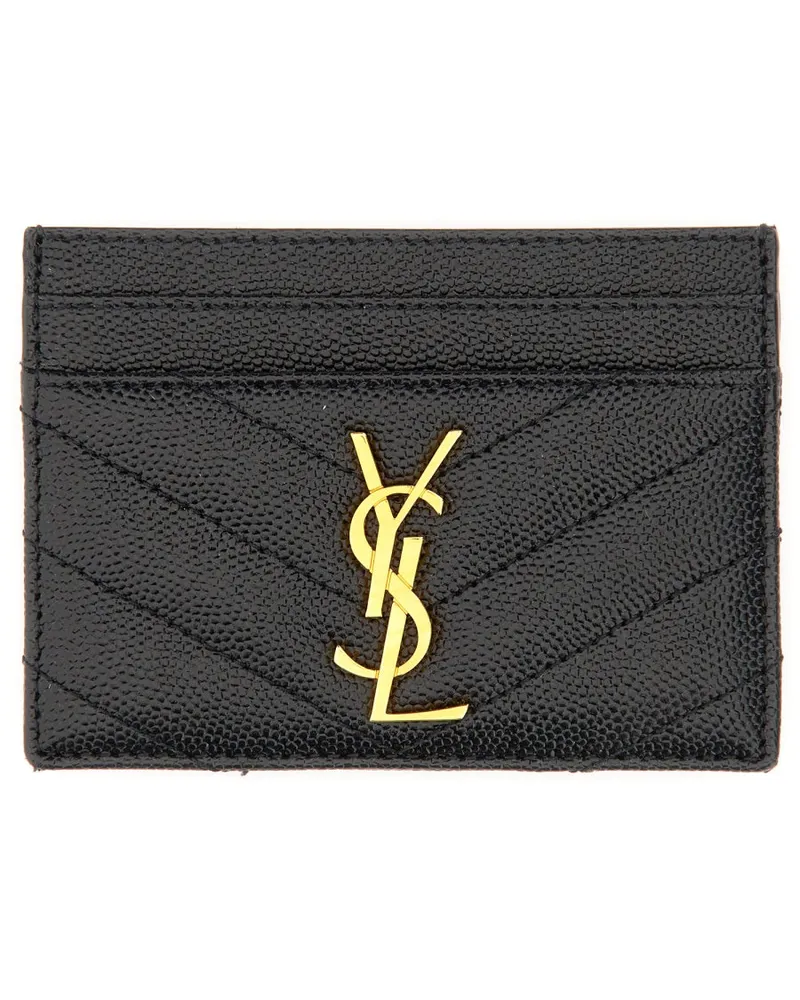 Saint Laurent Cassandre Card Case — Black Black