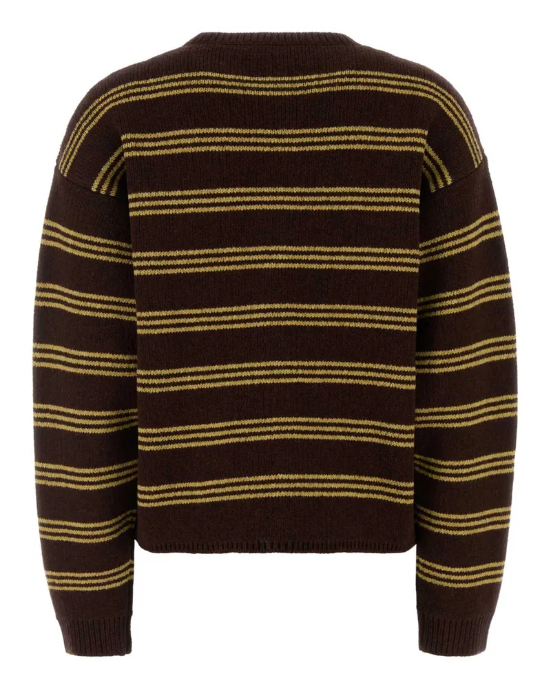 Miu Miu Striped Wool-Blend Cardigan — Brown Brown