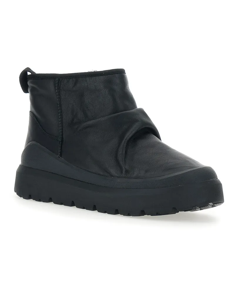 UGG Men's Heritage Utility Black Ankle Boots With Ruffle Detail Leather Black