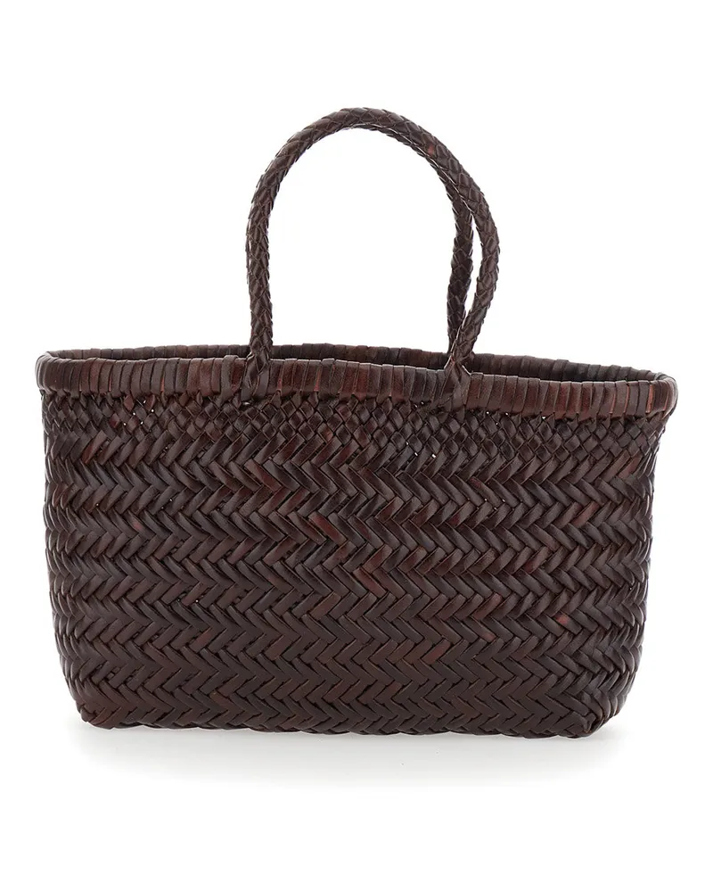 Dragon Diffusion Women's Basket Bag Mini Flat Gora Brown Leather Handbags Hand Brown