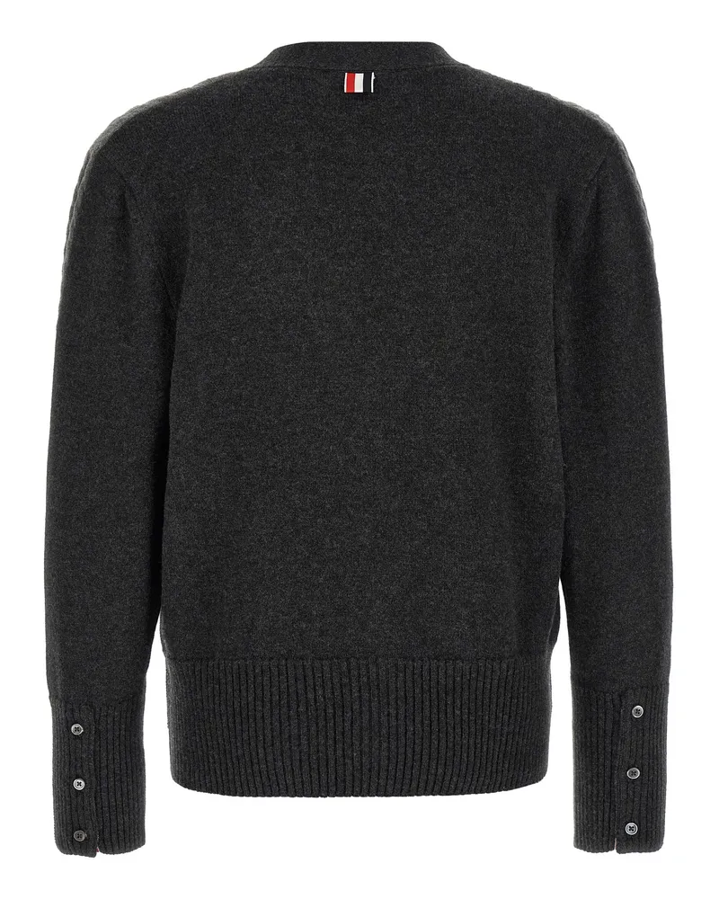 Thom Browne Men's Gray Virgin Wool Cardigan Clothing Gray