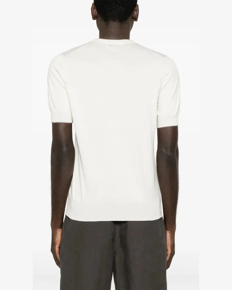 Brunello Cucinelli Men's Fine-Knit T-Shirt Ss25 M Ecru