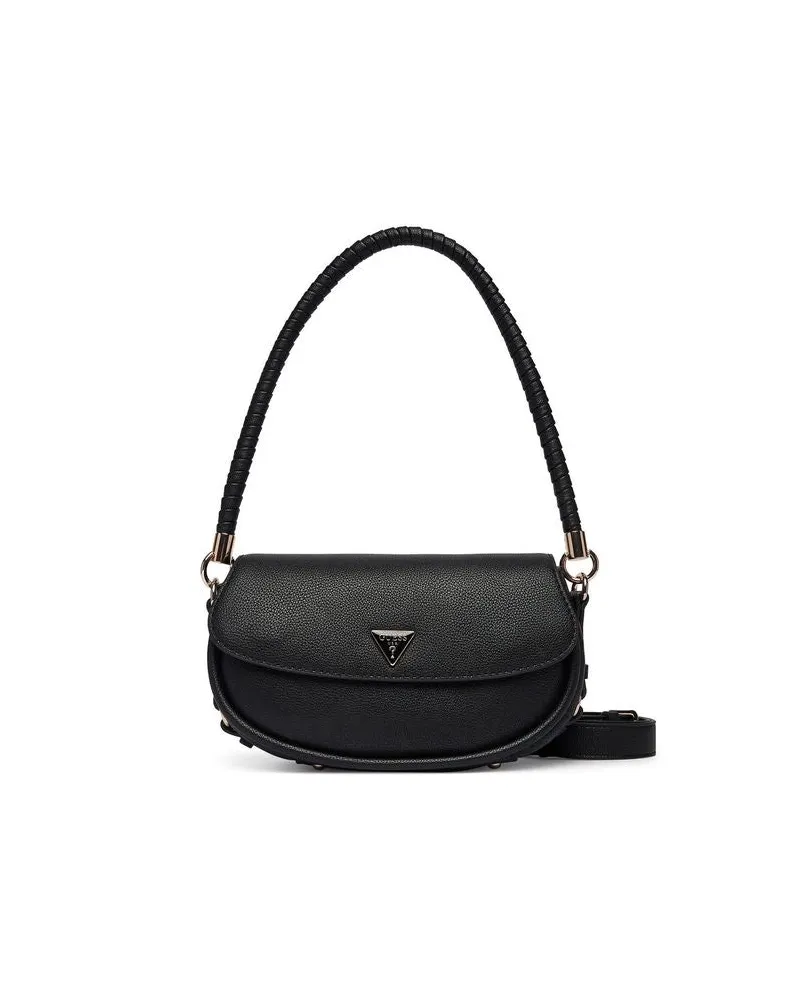 Guess Curved Flap Shoulder Bag — Black Black