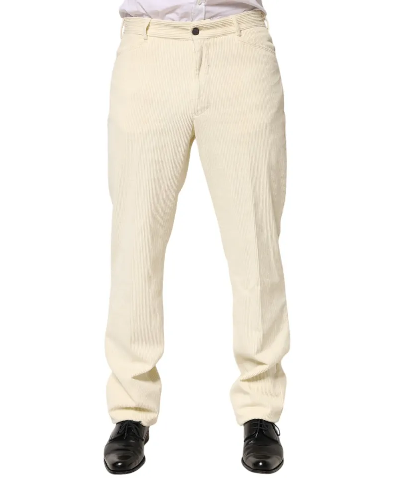 Burberry Beige Corduroy Cotton Straight Men Trouser Pants Beige