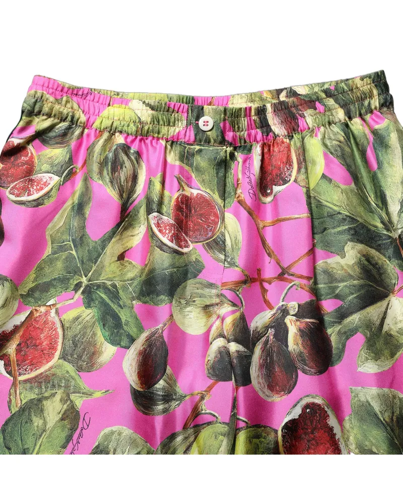 Dolce & Gabbana Women's Silk Fig And Leaf Print Trousers Pink Pink