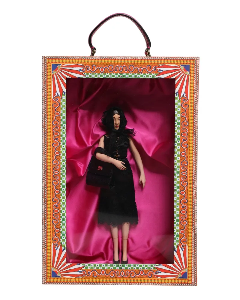 Dolce & Gabbana Women's Black Dress Ceramic Porcelain Fashion Leather Sicily Dolls Silk Accessory Multicolor