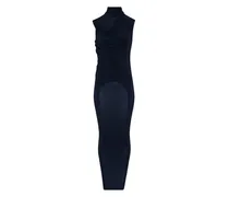 Viscose Crepe Floor-Length Dress — Navy