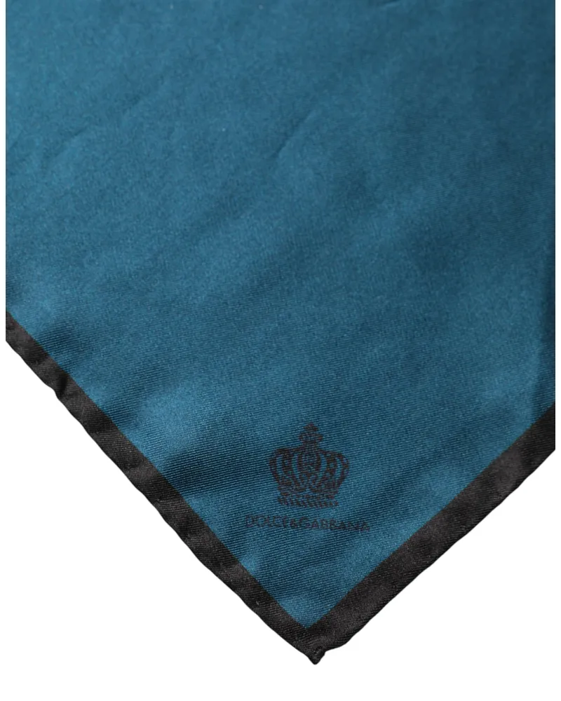 Dolce & Gabbana Men's Blue Silk Square Pocket Handkerchief Scarf Blue