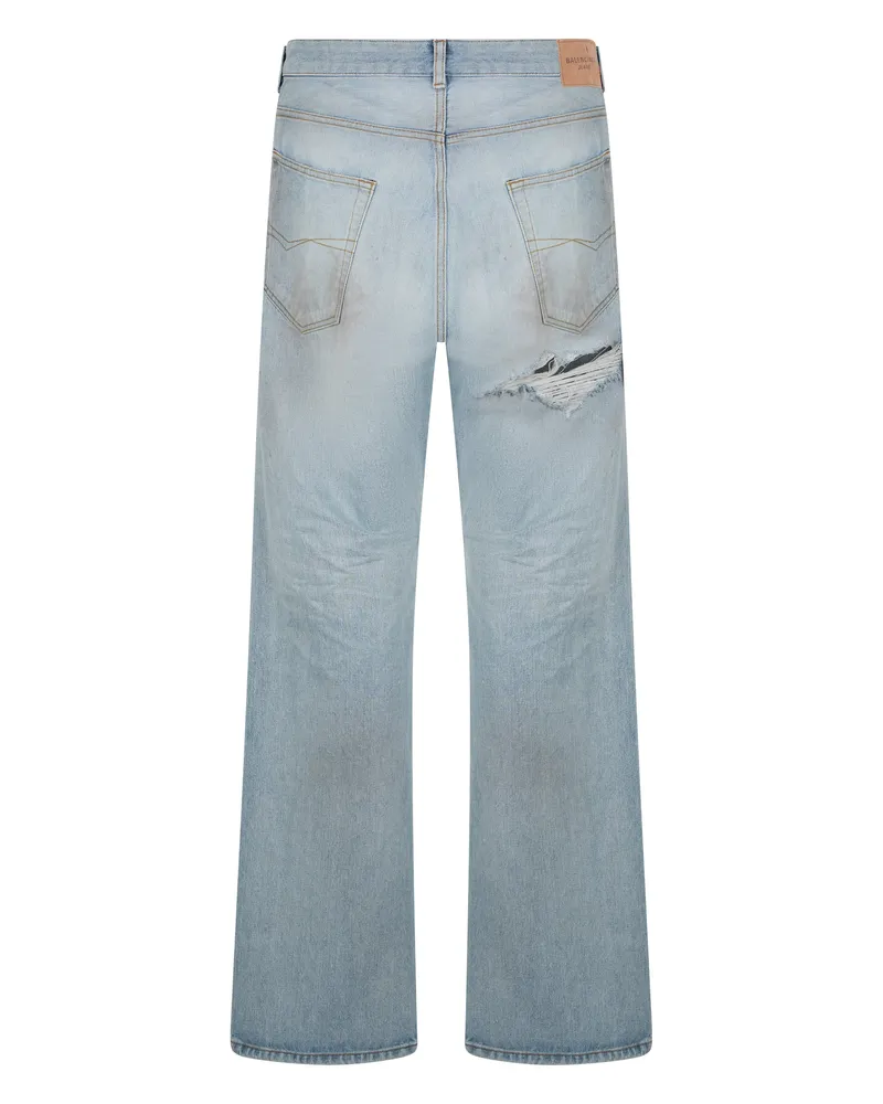 Balenciaga Straight-Leg Cotton Jeans — Blue Blue