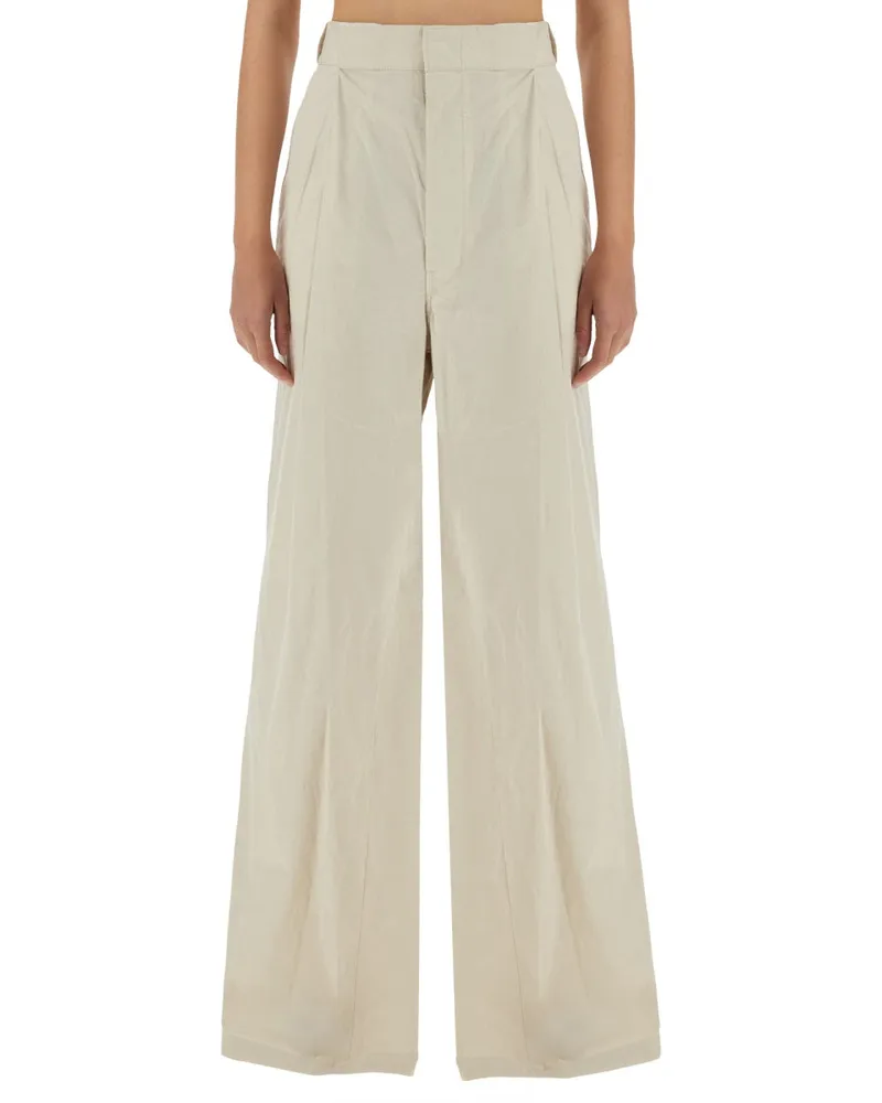 Maison Margiela Pleated Wide-Leg Trousers — Beige Beige