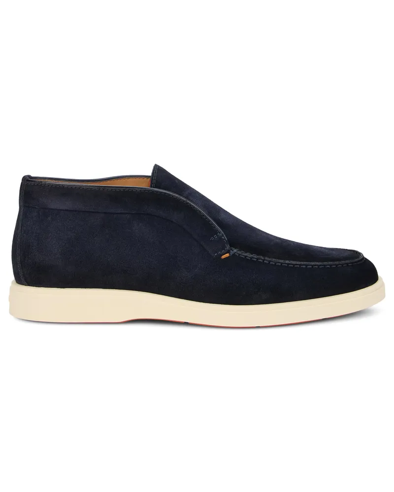 Santoni Men's Suede Slip-On Loafers Blue Calfskin Blue