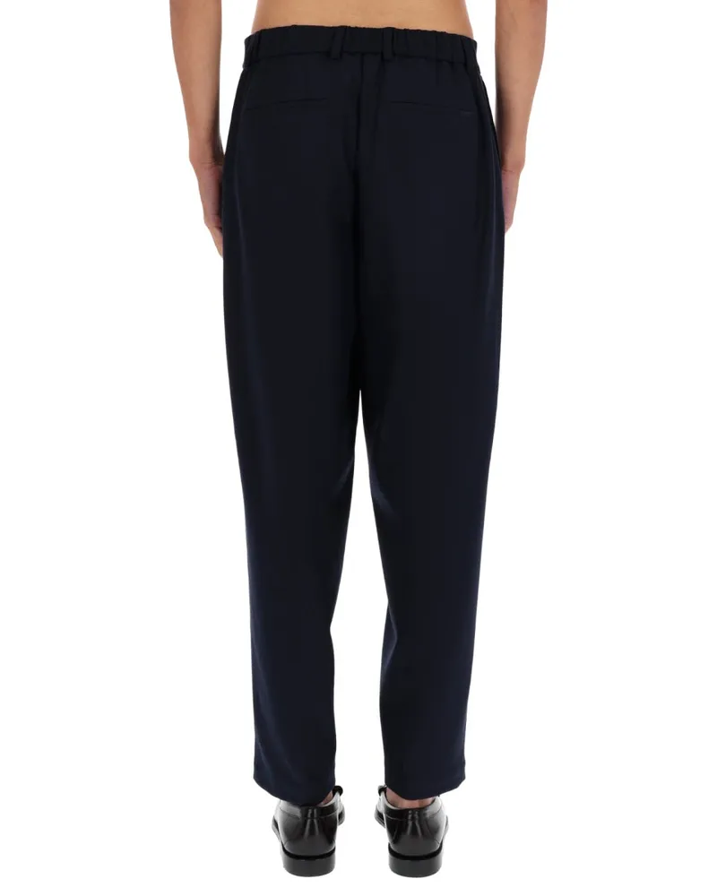 HUGO BOSS Relaxed Fit Wool Blend Trousers — Blue Blue