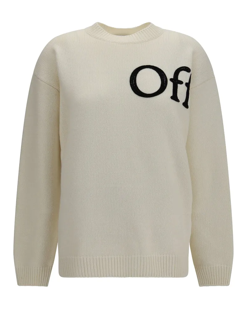 OFF-WHITE Women Crewneck Sweater Bookish Shared Ivory-Black Merino Wool (ovis Aries) Ivory/black Ivory