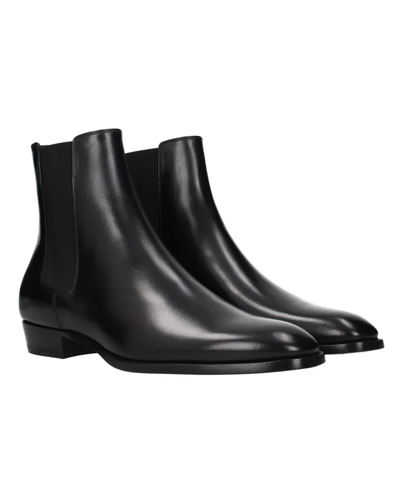Celine Men's Black Leather Ankle Boots Black