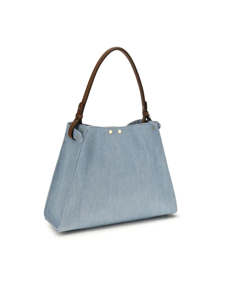 Fendi Women's Way Shoulder Bag Blue Cotton Polyester Blue