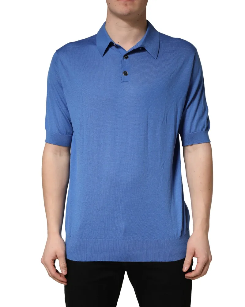 Dolce & Gabbana Men's Cashmere Polo Blue Blue