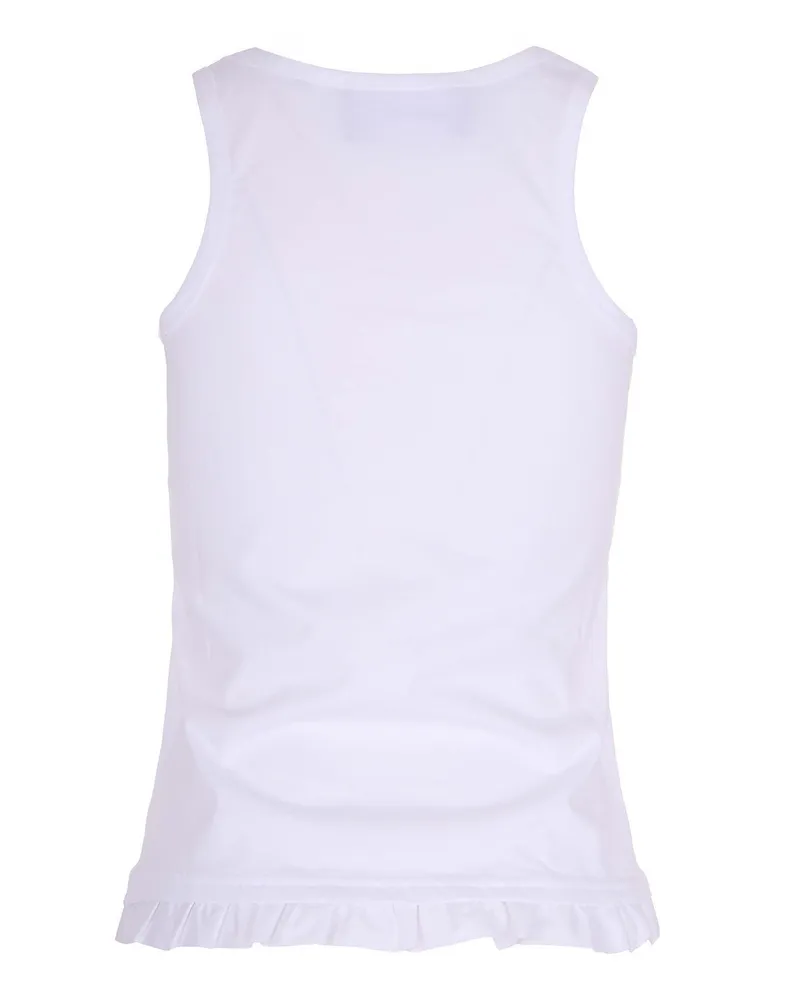 ROTATE Birger Christensen Women's Tank Top Ruffle Hem Bright White Vests & Tops White