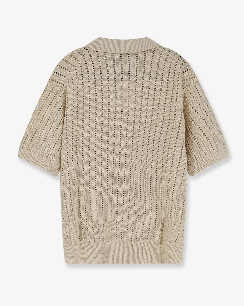 Dunst Men Cardigan Openwork Cotton Beige Sweater Beige