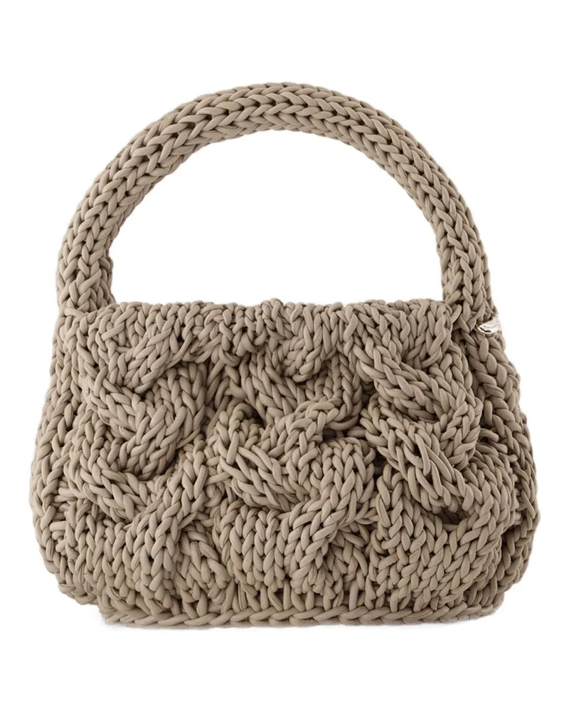 J.W.Anderson Unisex Small Cable Knit Crossbody -  Leather Grey Bags Crossbodies Gray
