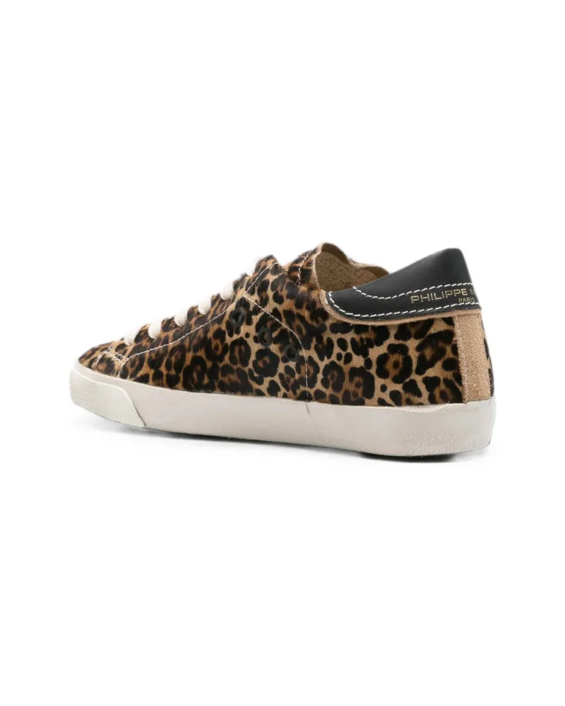 Philippe Model Leopard Print Calf Hair Sneaker — Brown Brown