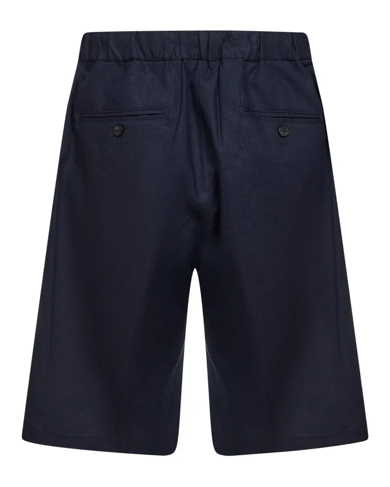 Hevò Men's Bermuda Shorts Torre Lapillo Navy Linen Blend Blue Navy
