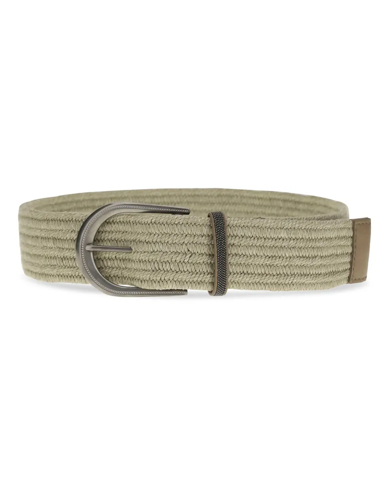 Brunello Cucinelli Women's Belt Shiny Loop Braided Linen Natural Beige