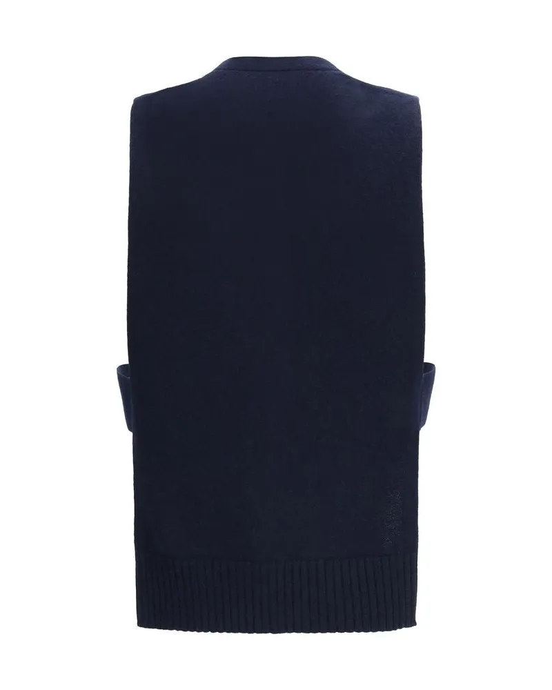 Miu Miu Women's Blue Cashmere Sleeveles Sweater Clothing Navy