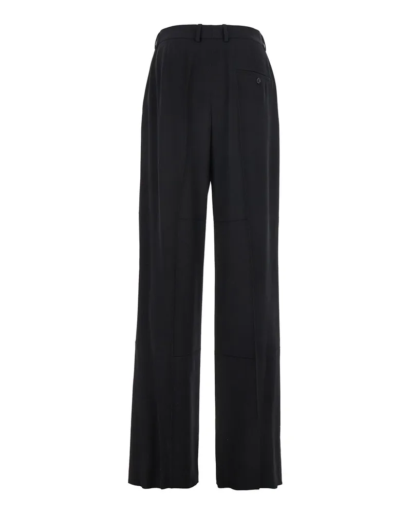 Balenciaga Men Black Wool Blend Pants With Belt Loops Viscose Trousers Black