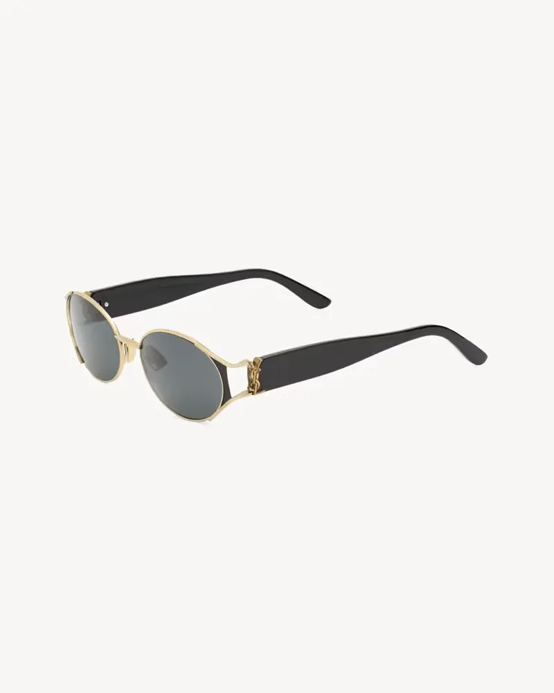 Saint Laurent SLM919 Metal Oval Sunglasses — Gold Gold