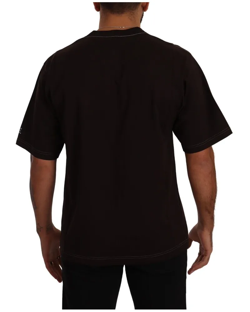 Dolce & Gabbana Men's Bordeaux Cotton L-Amore Print Crewneck T-Shirt Burgundy
