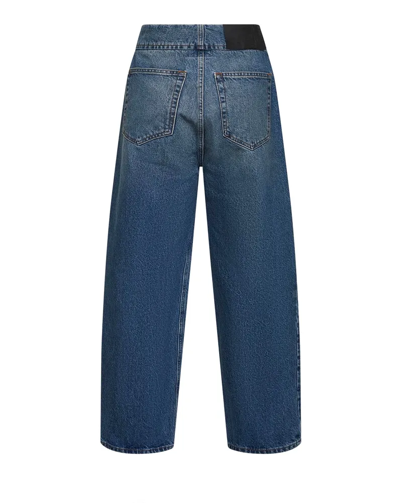 Maison Margiela Women's Light Blue Washed Denim Straight-Leg Jeans Cotton Blue