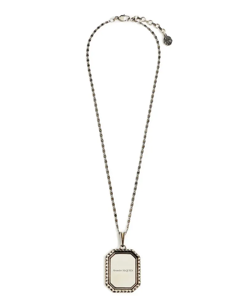 Alexander McQueen Men's Plate Medallion Cameo Chain Necklace Silver Accessories > Jewelry Silver