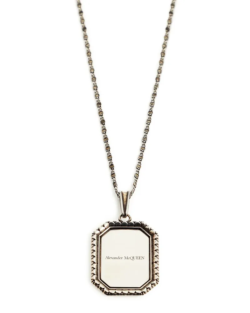 Alexander McQueen Men's Plate Medallion Cameo Chain Necklace Silver Accessories > Jewelry Silver