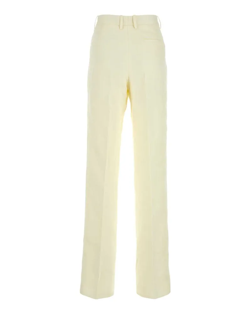 Bottega Veneta Women's Cream Linen Pant Gesso Exterior: Pantaloni Beige