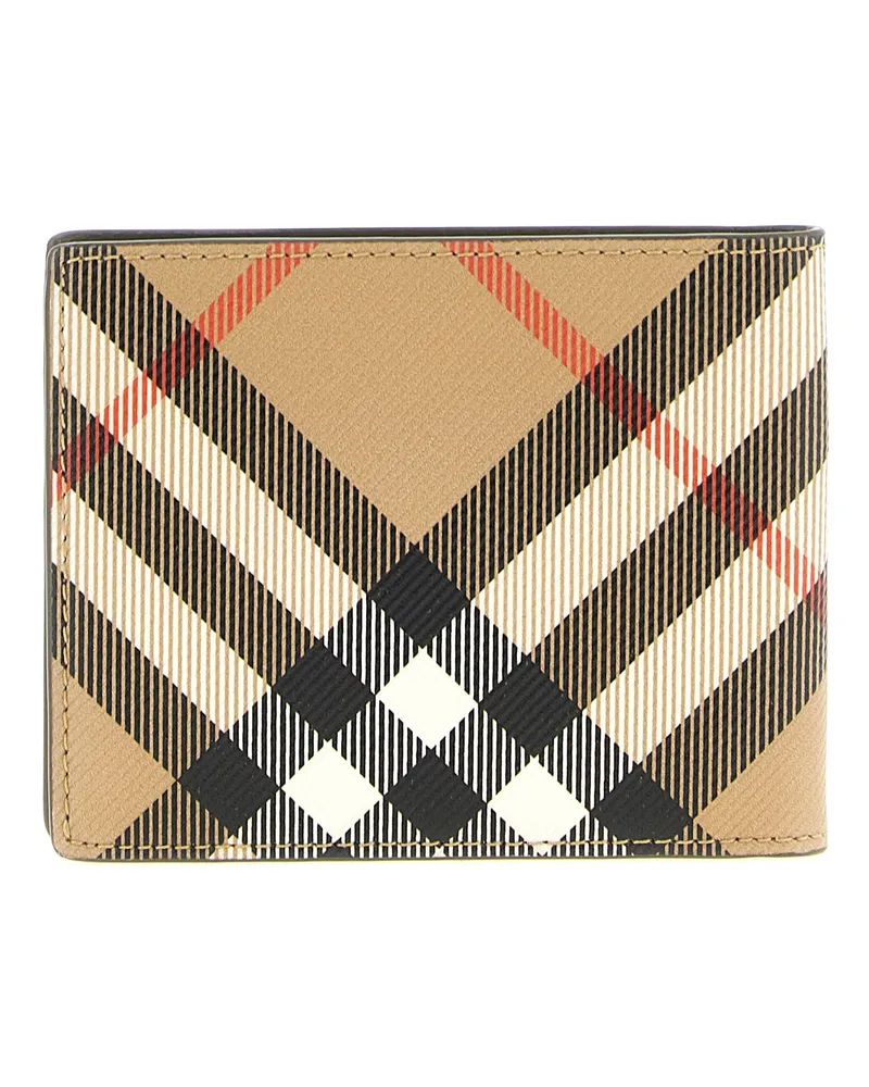 Burberry Iconic Check Wallet — Beige Beige