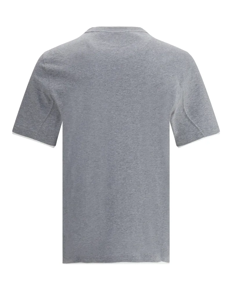 Brunello Cucinelli Two-Tone Cotton T-Shirt — Gray Gray