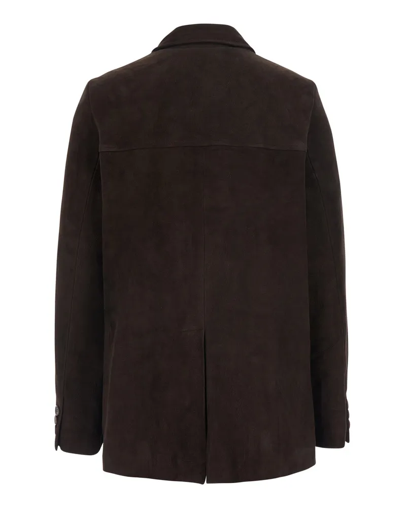 Semicouture Women's Jacket Penny Suede Brown Viscose And Polyester Coat Brown