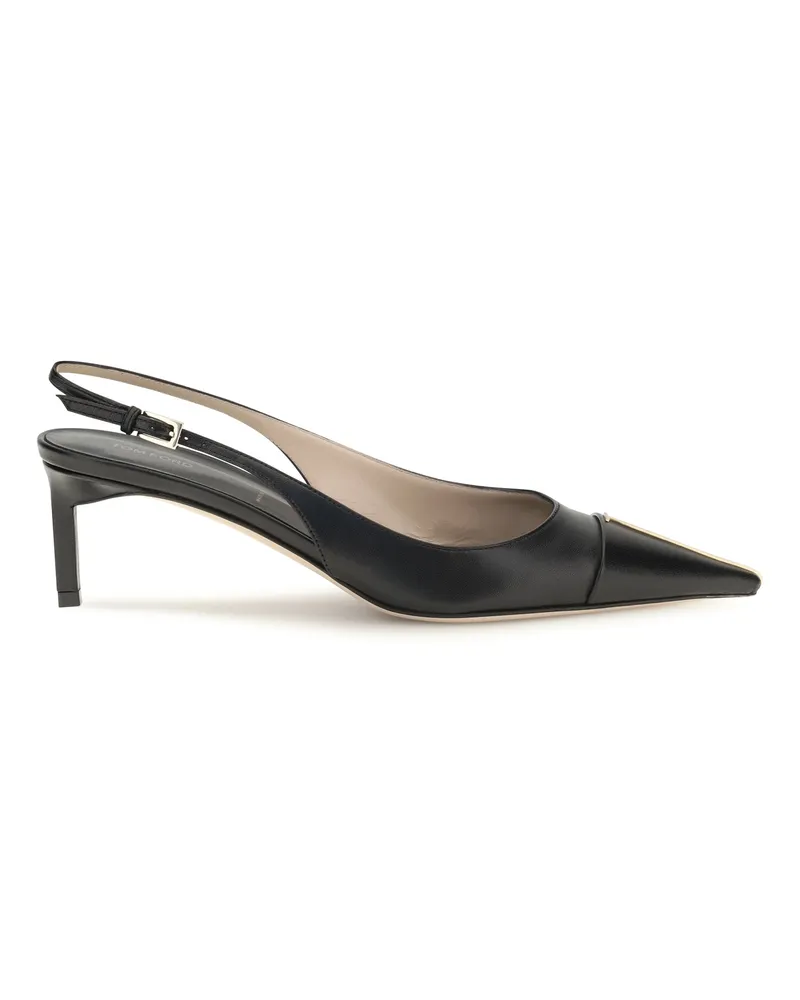 Tom Ford Women's Pumps Leather Slingback Black Calf High Heel Shoes Black