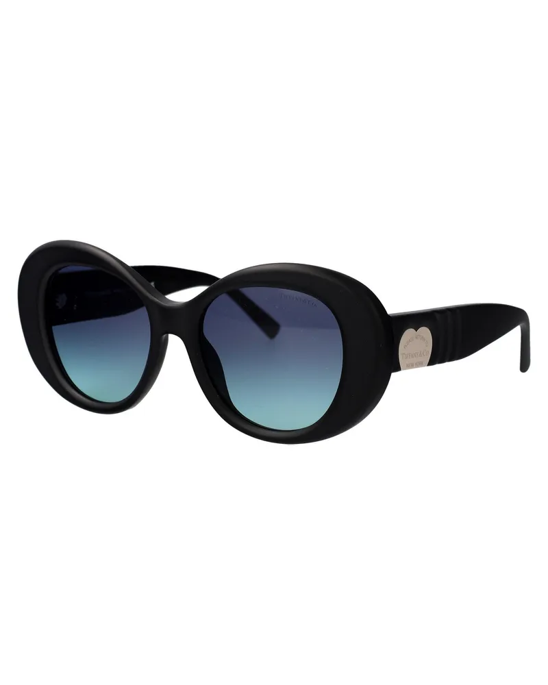 Tiffany & Co. 0TF4228 Oval Black Acetate Sunglasses — Black Black