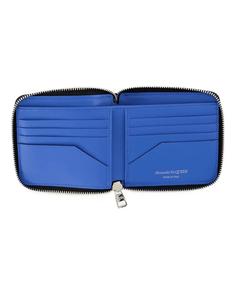 Alexander McQueen Zip Around Calfskin Wallet — Black Black