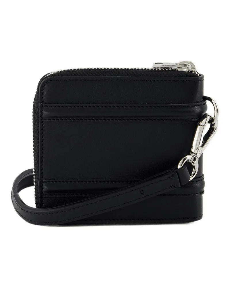 Alexander McQueen Men's Zip Around Billfold Wallet Black Leather Calfskin Accessories Small-leather-goods Black