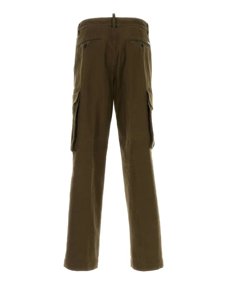 Dsquared2 Men's Olive Green Stretch Cotton Loose Cargo Pant Militarygreen Co Ea Pantaloni Green