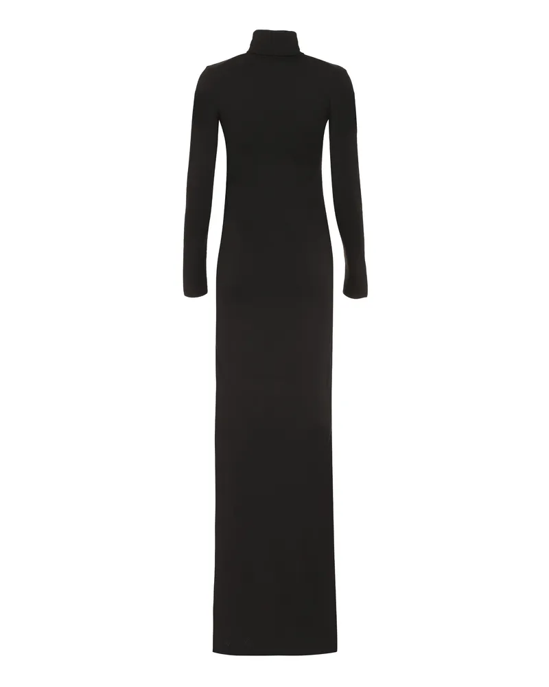 Saint Laurent Women's Stand-Up Collar Wool Dress Black Black
