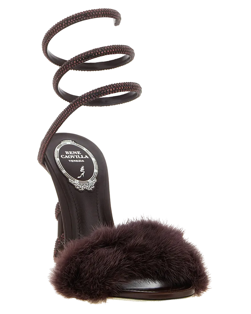 René Caovilla Stiletto Heel Sandal — Bordeaux Bordeaux