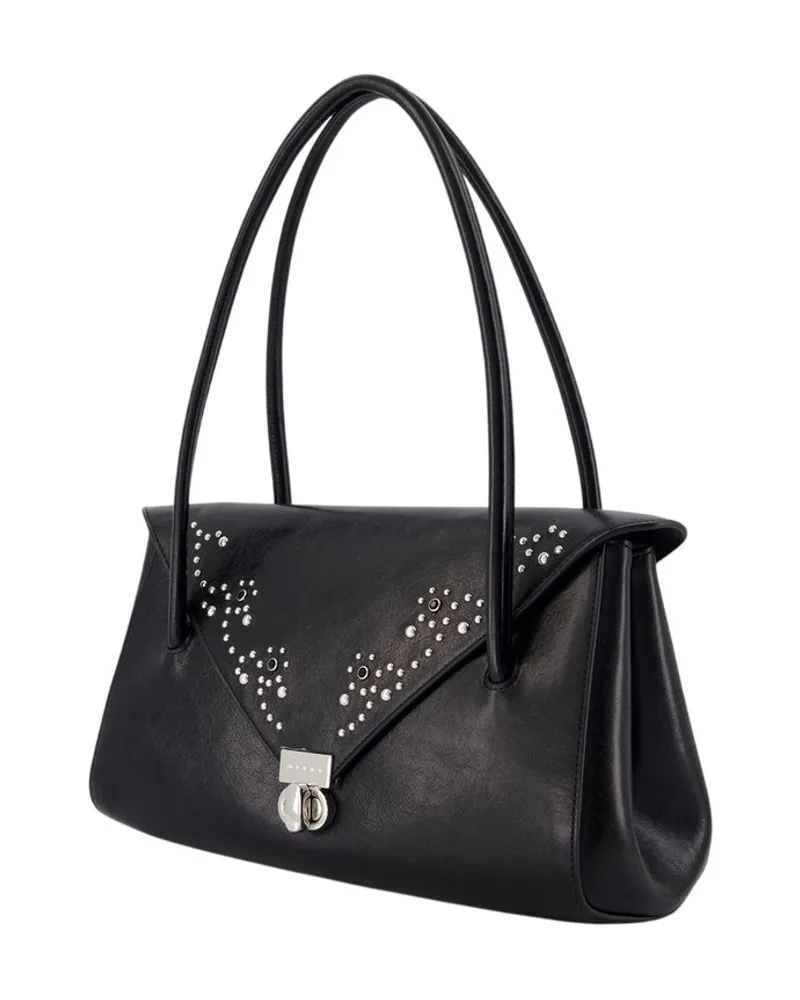 Marni Calfskin Leather Shoulder Bag — Black Black