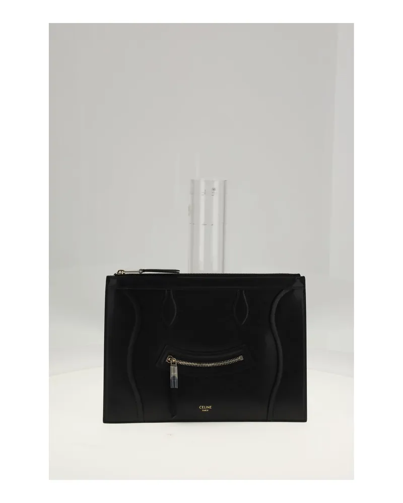 Celine Women's Medium Pouch Black Calf Leather Wallets & Purses Black