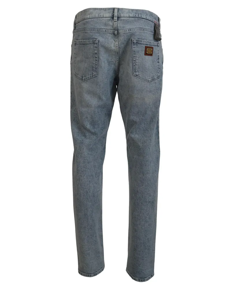 Dolce & Gabbana Men's Blue Wash Slim Fit Cotton Denim Jeans Clothing Blue