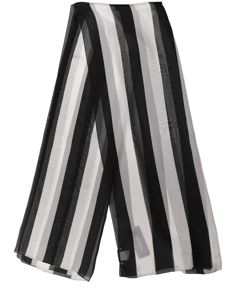 Dolce & Gabbana Striped Silk Shawl — Black Black